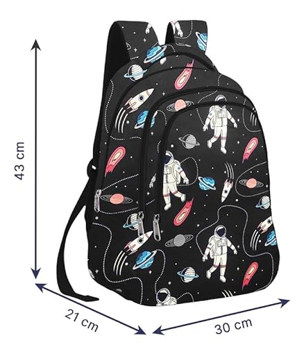 Frantic Waterproof Polyester 26 L 4 Compartment School Backpack With Pencil/Staionery Pouch School Bag Class 1 to 8 Daypack Picnic Bag For School Going Boys & Girls(RR_Black_Astronaut_Boy_24_B) - Image 5