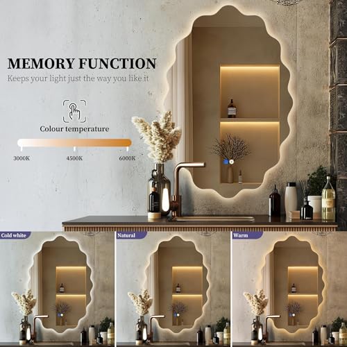Miroir rétroéclairé à intensité variable ovale LED anti-buée moderne - 3