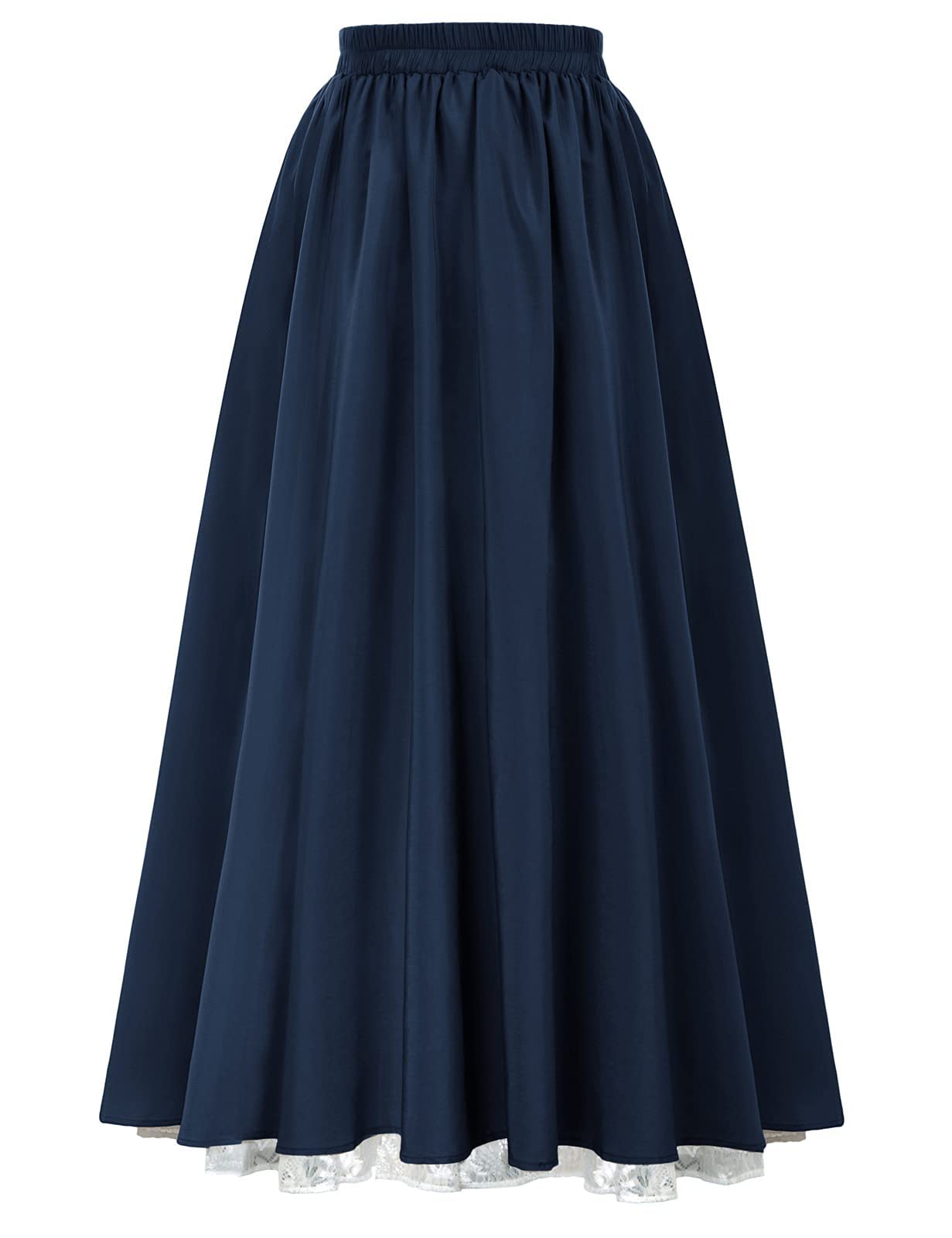 CAMDOM Jupe Renaissance médiévale à Taille élastique pour Femme - Jupe trapèze Double Couche en Dentelle - Longue Robe Victorienne