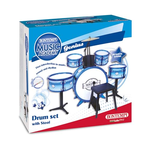 Batterie rock drummer 5 fûts Bontempi 514831 le cadeau d'anniversaire musical idéal en blanc bleu - 4