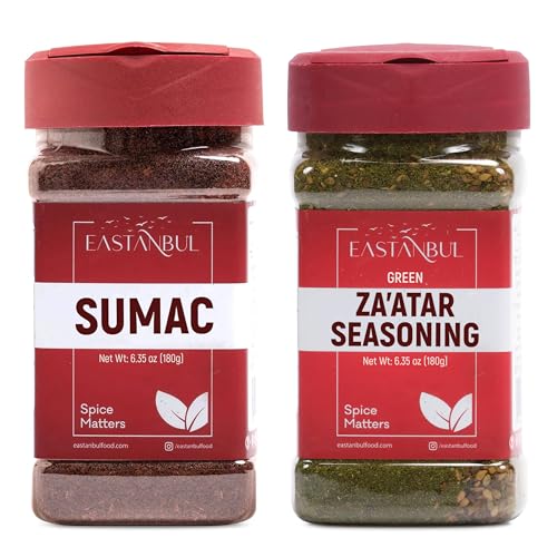 Sumac and Zaatar Set, Sumac Spice 6.4oz + Zaatar Spice 6.4oz, Twin Pack, Essential Duo, Za'atar...