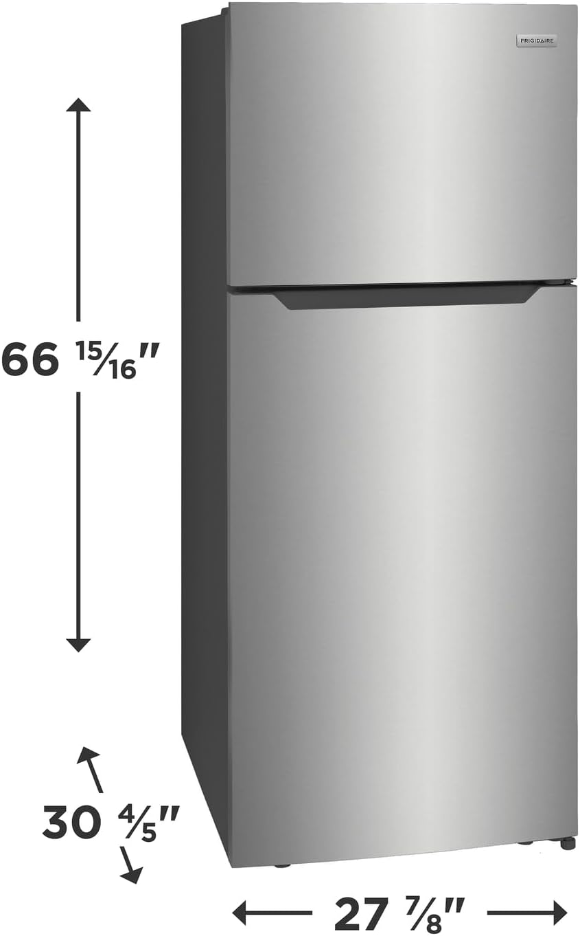 Frigidaire FFHT1822UV 18 cu. ft. Refrigerator with Spacious Interior Storage, Humidity Controlled Crispers to keep produce fresh for longer, Bright LED Lighting, Energy Star Certified, in Silver