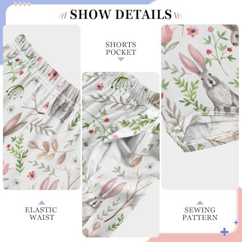 ZZXXB Lovely Bunny Spring Flowers Boys Long Pants Soft Trousers Elastic Waist Kids Lounge Bottoms with Pockets S-XL4