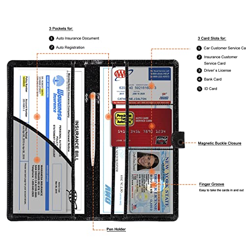 Image of TOURSUIT Car Registration and Insurance Card Holder, Glitter Black