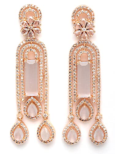 Image of Karatcart Women Silver Plated Blue American Diamond Studded Jhumki Earrings