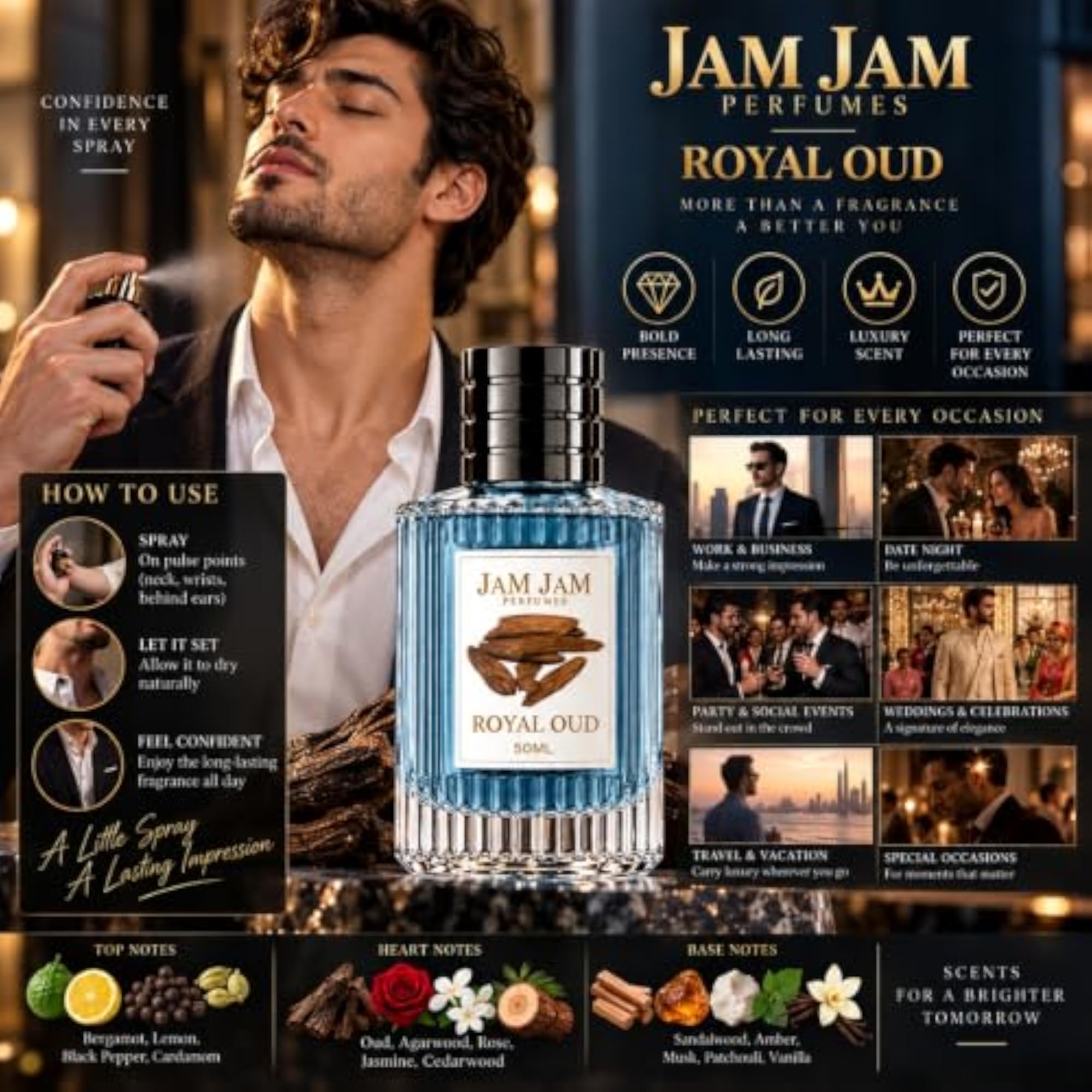 Royal Oud Eau De Parfum, 50ml, Luxury Fragrance