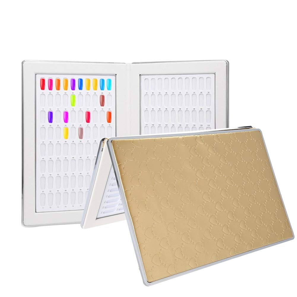 Nail Gel Card Nail Color Display Book Nail Gel Color Display Chart Gel Polish Practice, DIY Nail Art at Home[Gold]