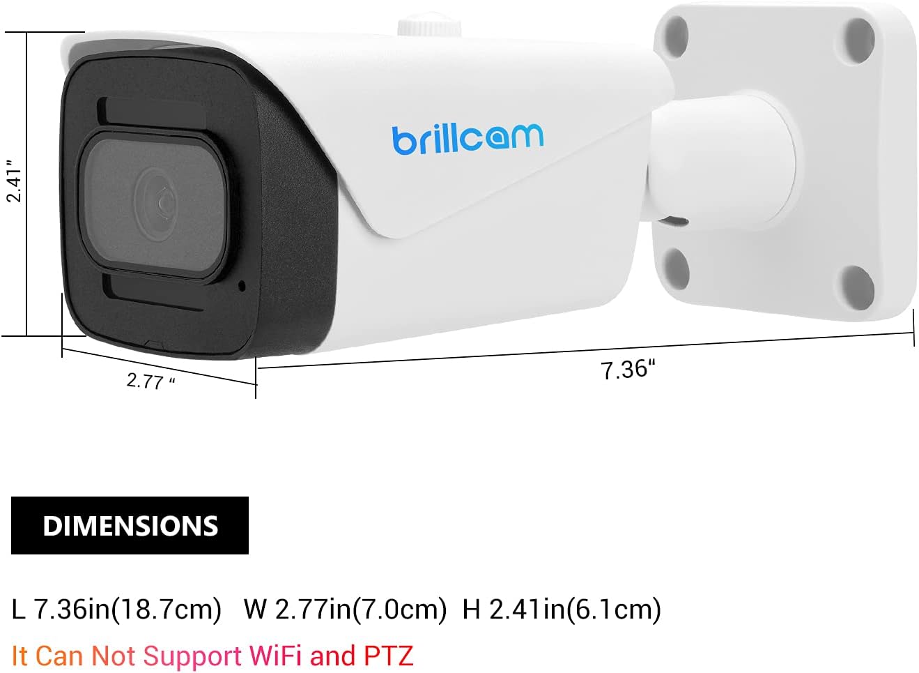 Fеаturеd Prоduсt Brillcam 5MP Outdoor PoE Camera,Bullet Surveillance Cameras,Indoor Security Camera,2.8mm Lens,100ft Night Vision,IP67,Built-in Mic/MicroSD Card Slot,128GB SD Card(Not Included),Motion Detection