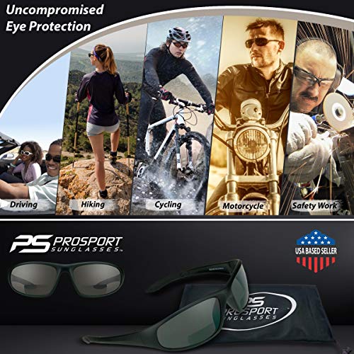 proSPORT Bifocal Sunglass Readers +1.50 Smoke & Clear Combo ANSI Z87 Safety Glasses Wrap Motorcycle Clear Yellow HD4