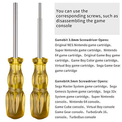 Gamebit Screwdriver Set, 3.8Mm And 4.5Mm Security Screwdriver Bits For Opening Nintendo, Sega Consoles And Game Cartridges - Trensparent Yellow #TOP5