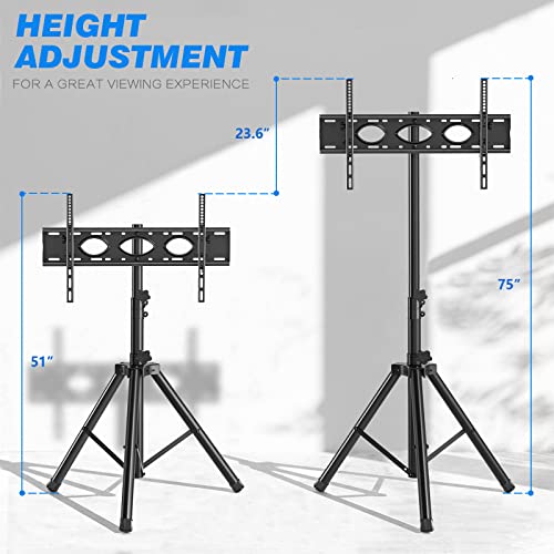 Portable Tv Tripod Stand Tilt Mount For 32-80 Inch Led Lcd Oled Flat Screen Tvs/Monitors, Height Adjustable Foldable Mount Stand, Black Floor Display Stand With Max Vesa 600X400Mm #TOP4