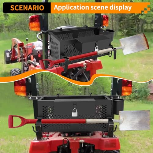 Tractor ToolBox, Heavy Duty Tractor Basket Accessories, Universal-Fitting Tractor Tool Tray Accessories, 24"x10"x10" Tractor Basket Attachment, Fits Most Tractor and Zero Turn Mower