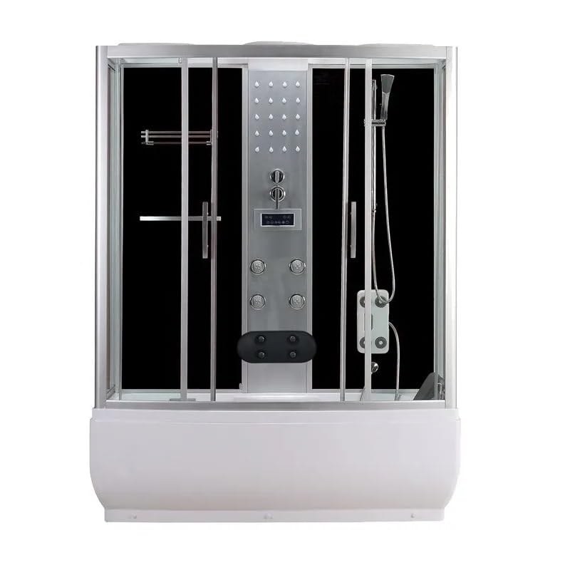 Bagno Italia Cabina de hidromasaje multifunción 170 x 85 con bañera y ducha, Vidrio templado transparente