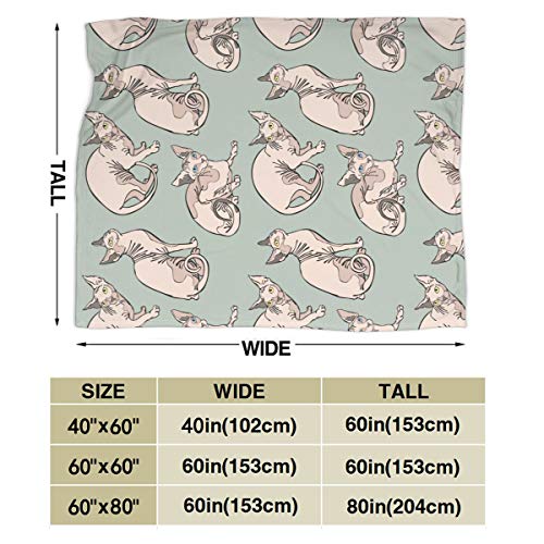Hairless Naked Cats Sphynx Cats Mint Green Couch Blanket ,Fleece Throw Blanket Super Soft Warm Therma Plush Bed Couch Living Room #TOP3