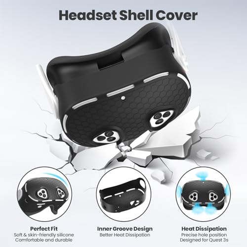 Yaslayp VR Headset Protective Cover for MetaQuest 3S,Silicone Front Headset Protector Shell Anti Scr