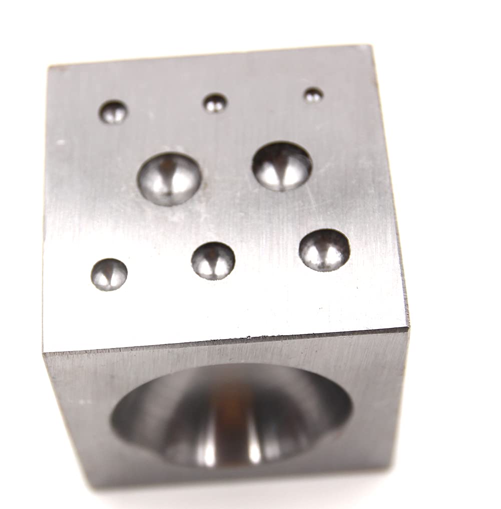 Dapping Block quadratisch mit polierten Hohlräumen aus Karbonstahl, 5 x 5 cm, Stahlblock für Schmuckherstellung