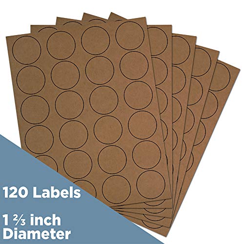 Jam Paper Circle Label Sticker Seals - 1 2/3 Inch Diameter - Brown Kraft - 120 Round Labels/Pack #TOP1