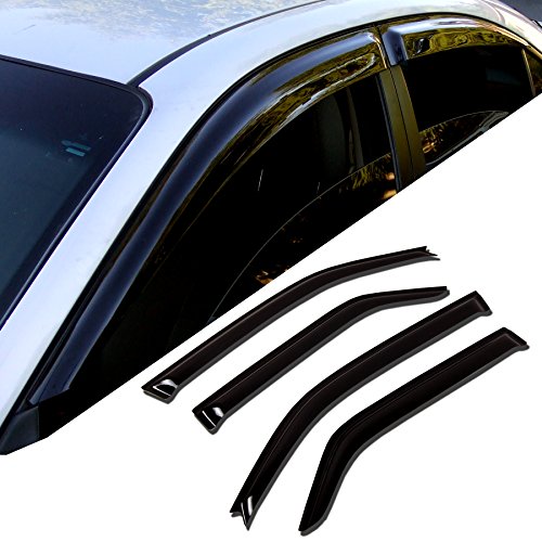 Image of TuningPros WD-820 Tinted Smoke Out-Channel Window Visor Deflector Rain Guard 4-pc Set