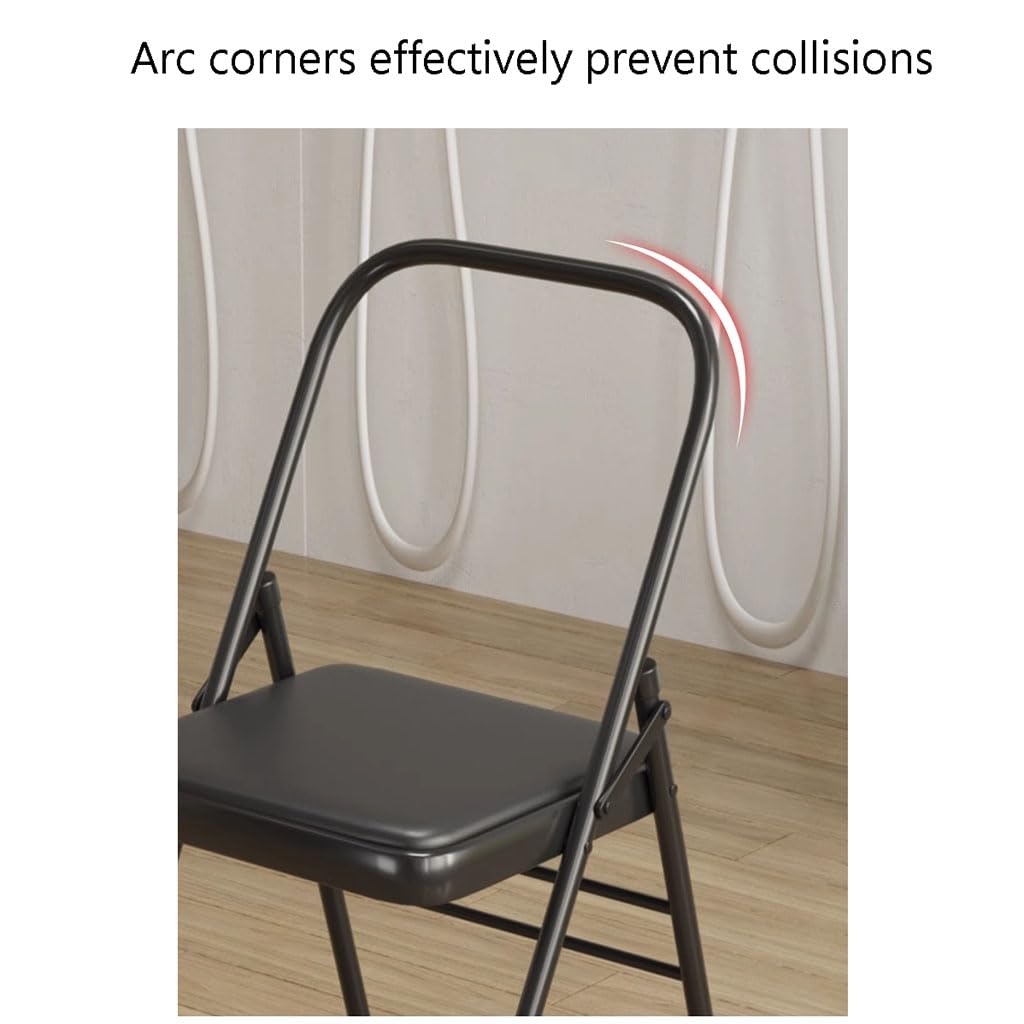 Sedia Ausiliaria per Yoga,Sedia Yoga Senza Schienale,Sedia Yoga Pieghevole Portatile con Copri Piedini Antiscivolo,Pelle PU,Design A Doppia Trave,Sedia Yoga Iyengar, Nero,Black