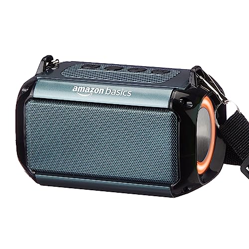 AmazonBasics Bluetooth 9W Speaker, with TWS Function, Powerful Bass, BT 5.1, MicroSD Card Slot, RGB Lights, AUX Input, USB Support, and in-Built Noise Cancelling Mic (Grey)