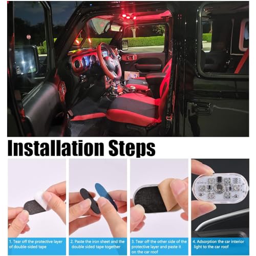 Luces LED interiores recargables para auto, 4 piezas miniatura 7