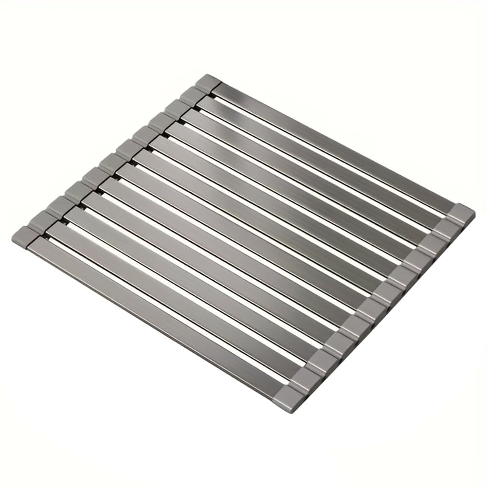 Hndhbfgrt Kitchen Dish Rack, No-Drill Sink Drain Rack, Roll-Up Sink Storage Rack, Foldable