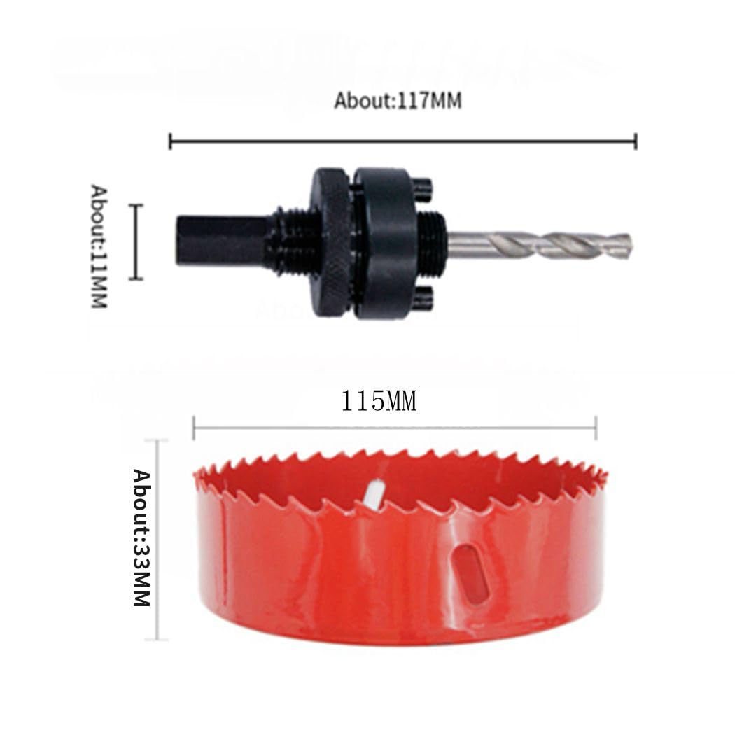 Laiwei 4.53 inch hole saw, 115mm cutter, with A2 heavy duty mandrel drill bit for drilling wood Thin sheet metal - Image 2