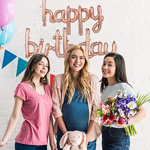 Happy Birthday Balloons Banner,16 Inch Mylar Foil Letters Balloons，Birthday Party Banner For Kids And Boy And Girl Adults，Reusable Ecofriendly Material For Birthday Party Decorations (Rose Gold) #TOP3