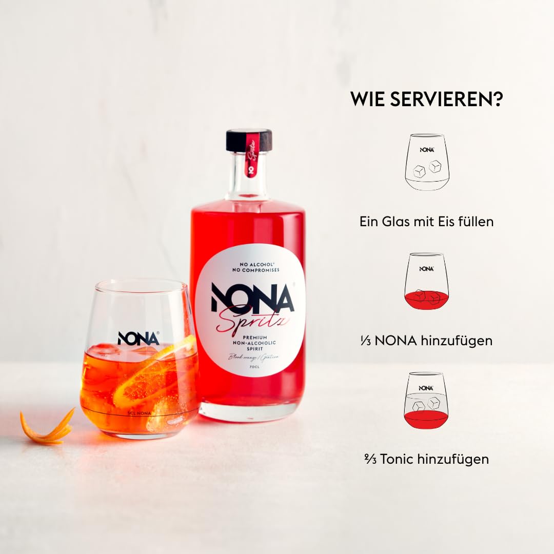 NONA Spritz 700ml | Apéritif sans alcool à la sanguine & racine de gentiane | Inspiré du Spritz italien | 0% vol | Idéal pour cocktails sans alcool au goût fruité & amer