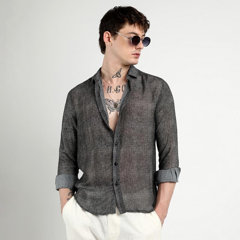 Image of CAHOOT Men'sTartan Plaid Shirt for Casual Wear | Spread Collar | Long Sleeve | Button Closure | Shirt Crafted with Comfort Fit for Everyday Wear