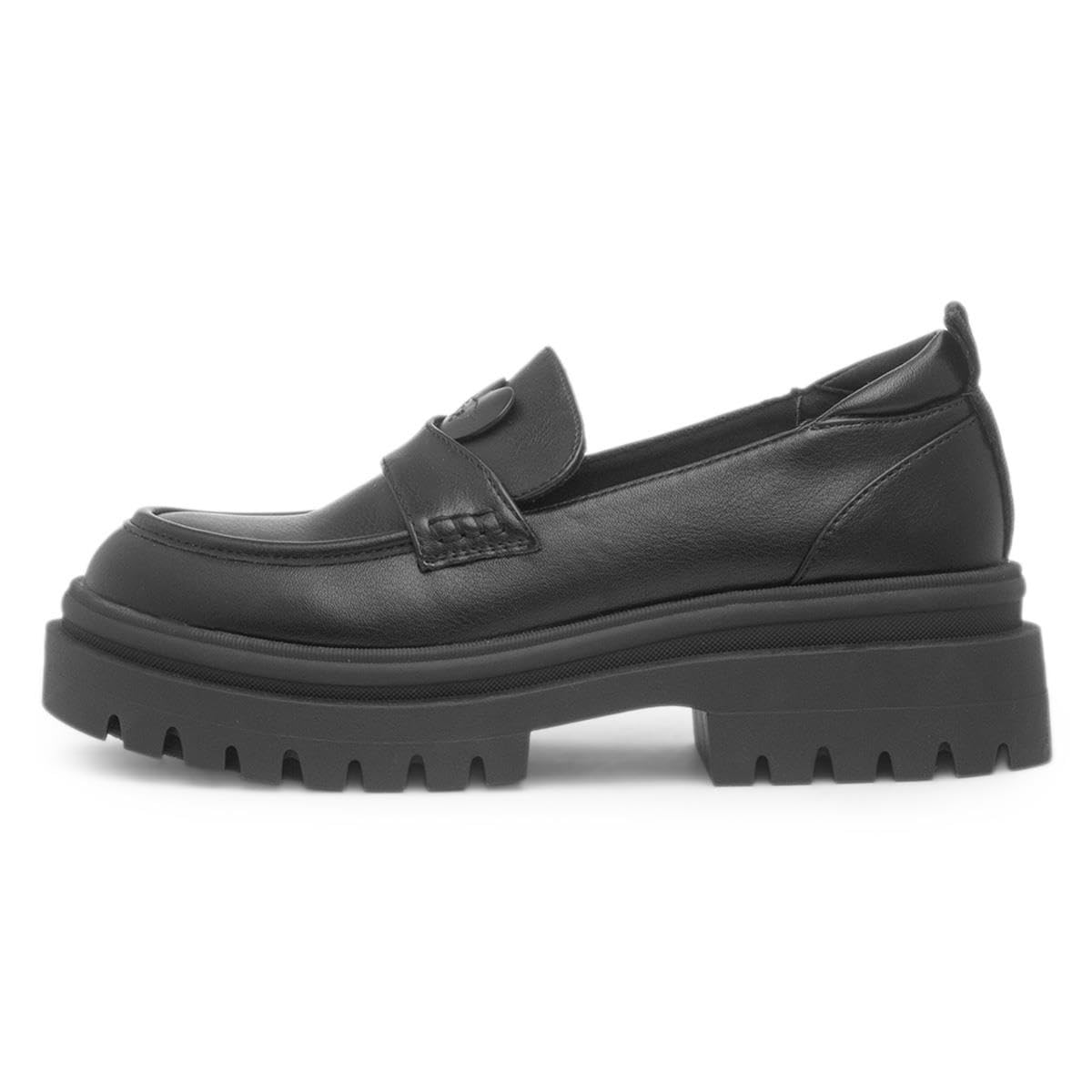 Rocket Dog Dandy Black Faux Leather Platform Loafer - Women's - Size 7