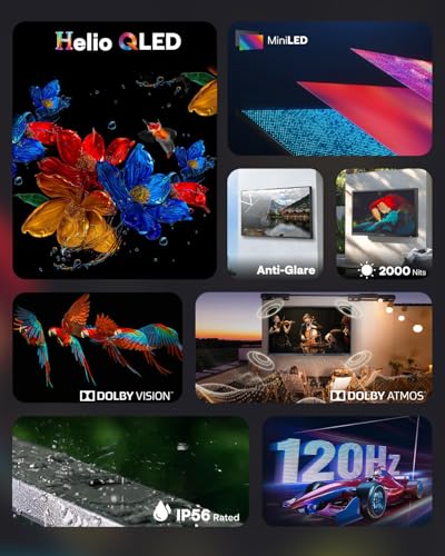 Image of SYLVOX 55 inch Outdoor Mini-LED QLED TV, 4K Ultra HD Smart Google TVs, 2000 Nits Full Sun, Anti-Glare Screen, 120Hz Refresh Rate, IP55 Waterproof, Dual 30W Dolby Atmos Speaks (Cinema /2025)