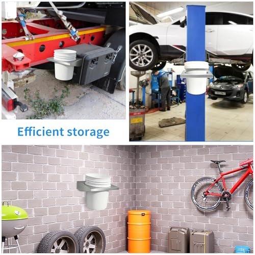 Image of 5-Gallon Bucket Holder Rack Stand, 5-Gallon Bucket Bracket for Race Trailer, Garage, Shop, Enclosed Trailer, Toy Hauler, Silver