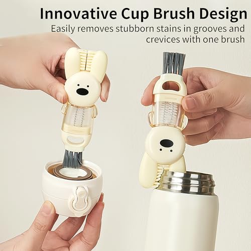 Image of 3 PCS Bottle Brush - Upgrade 4 in 1 Cup Lid Gap Cleaning Brush Set, Multifunctional Insulation Bottle Cleaning Tools, Mutipurpose Tiny Silicone Cup Holder Cleaner, Home Kitchen Cleaning Tools