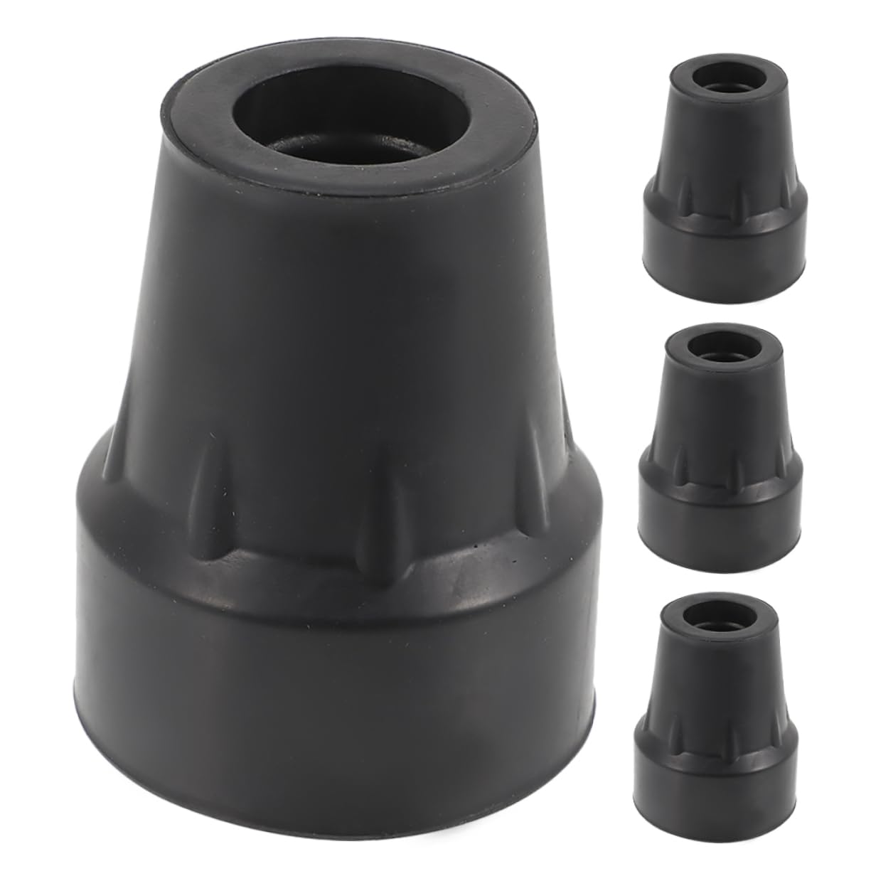 TOVINANNA 4pcs Walking Stick Rubber Tips Anti-Slip Trekking Pole Foot Covers for 19mm Sticks Enhanced Grip for Safety on Terrains