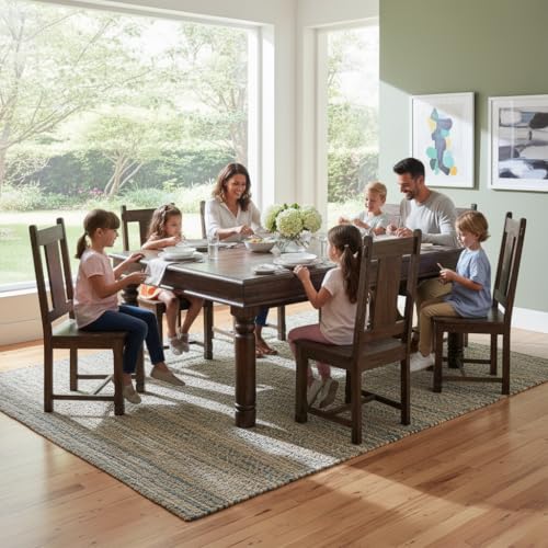 Image of APRODZ Solid Sheesham Wood Dining Table Set of 8 Seater Dinner Dinning Table with 8 Chair for Dining Furniture for Living Room Home Hotel Office Self Assembly (Brown Walnut Finish)