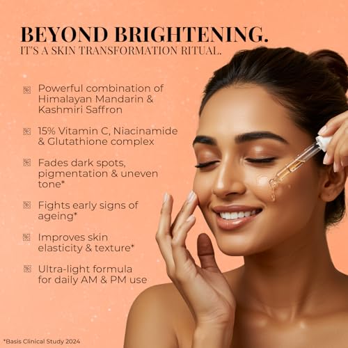 Image of Just Herbs Radiant Glow Face Serum | Vitamin C Face Serum for Women | 15% Vitamin C, Niacinamide & Glutathione Complex | Radiant Skin in 28 Days | Fights Signs of Ageing | Clinically Proven - 30ml