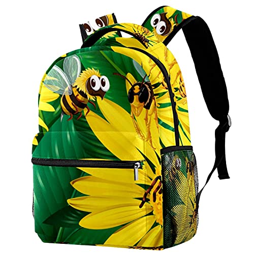 Sac à dos de voyage fleurs jaunes avec porte-bouteille enfants