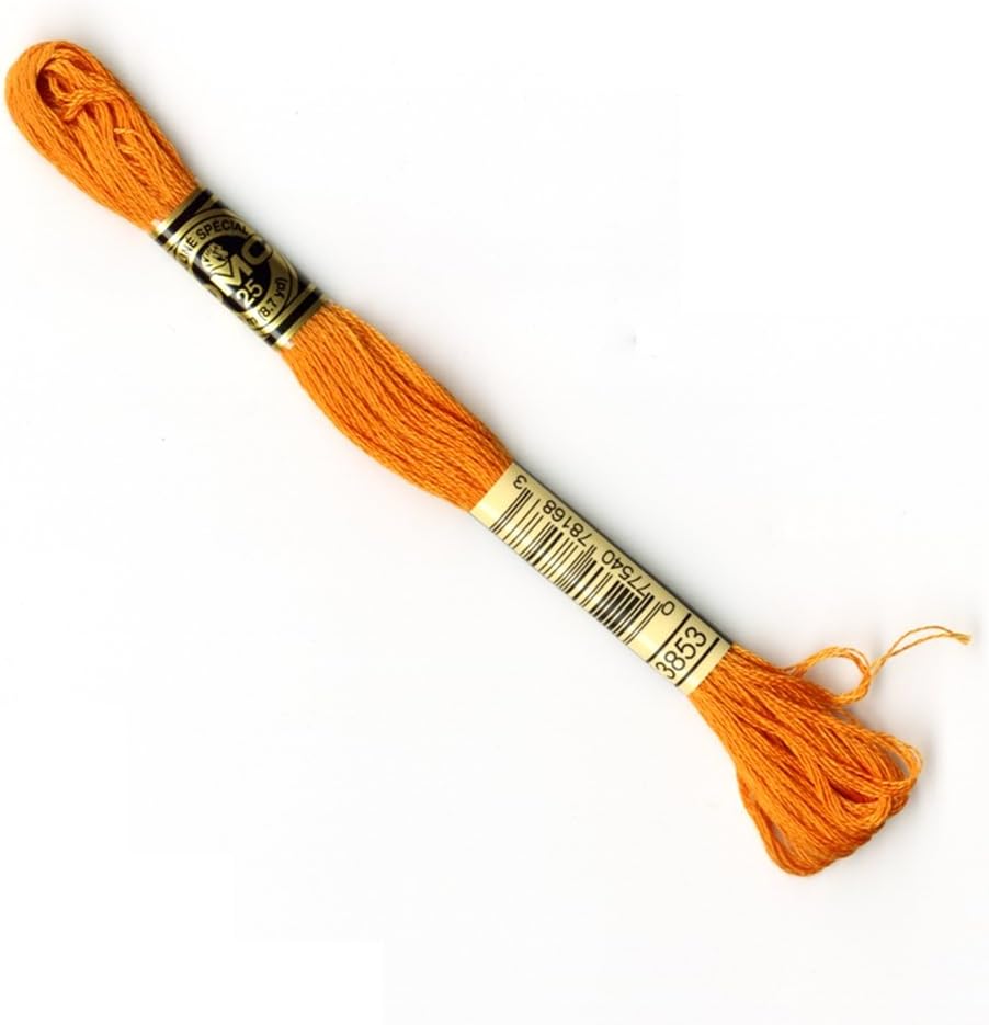 DMC 117-3853 Mouline Stranded Cotton Six Strand Embroidery Floss Thread, Dark Autumn Gold, 8.7-Yard