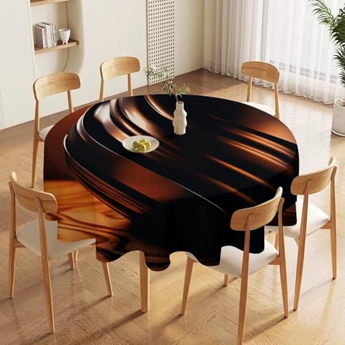 Nappe ronde imperméable en tissu lavable noir protégeant efficacement votre table - 2