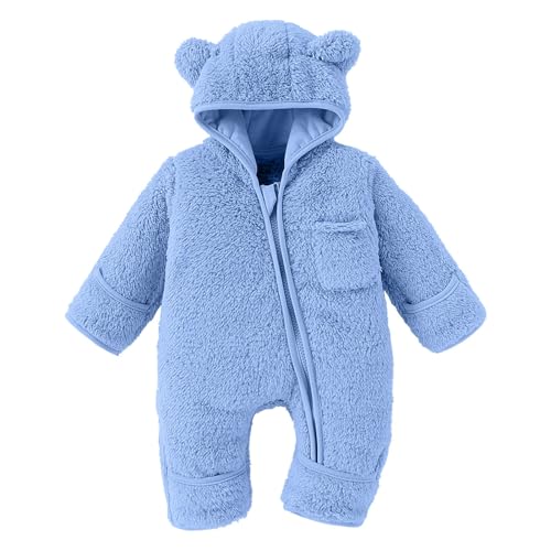 Traje de nieve para bebé recién nacido mono polar con capucha azul