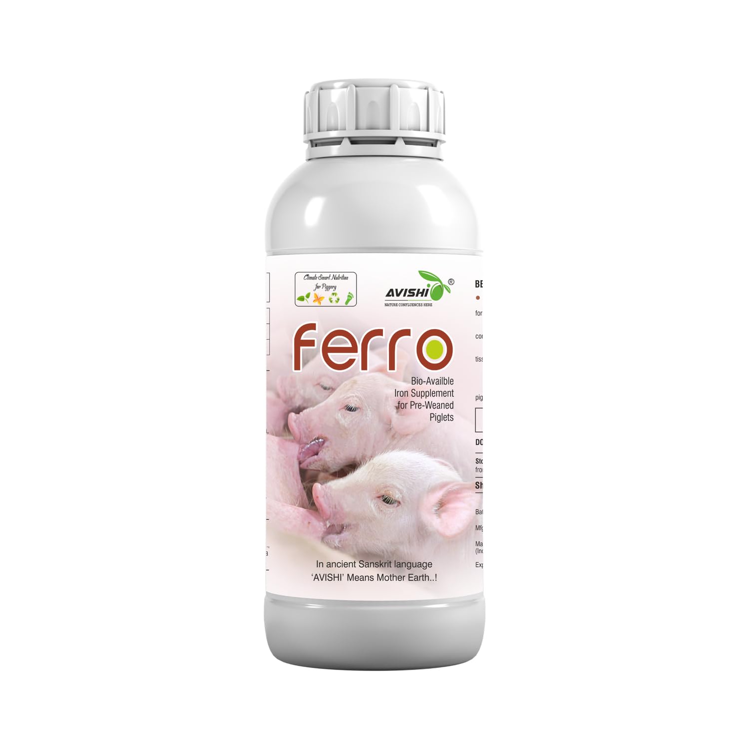 Avishi Ferro Organic Iron (Fe) Supplement for Pigs (500 ml) Boosts Hemoglobin Formation in Pre-weaned Piglets, Combats Anemia-image-2