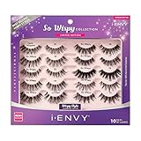 i-ENVY 10 Pairs So Wispy Human Hair Eyelashes Multipack, Natural Dramatic Fluffy False Lashes - Invisible Band, Volume & Curl, Lightweight, Reusable