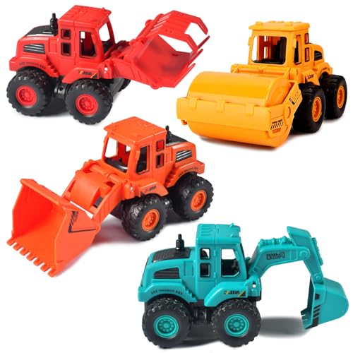 YCSYHQQX Baustellenfahrzeuge für Kinder - 4 Stück Bagger, Minibagger,...