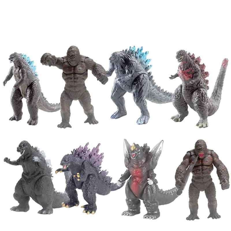 RVM Toys Godzilla vs King Kong Set of 8 Action Figure 7cm for Car Dashboard, Cake Decoration, Office Desk Study Table Multicolor