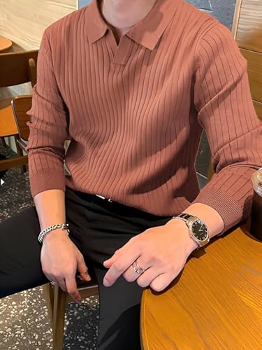 Image of TYSORT Men's Cotton Full Sleeve Collar Polo Sweater for Men, Cable Knitted Sweaters for Men