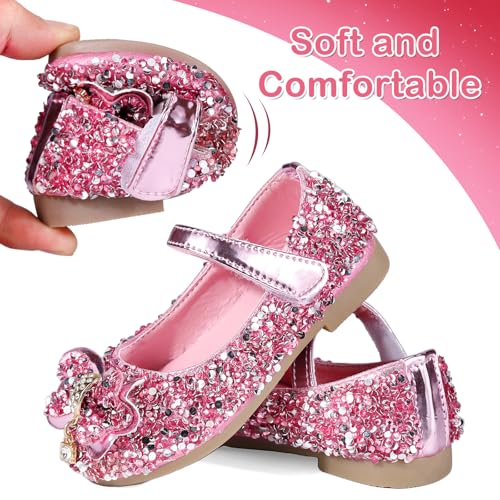 Zapatos de princesa con lazo rosa que aseguran comodidad en bailes de niñas 6