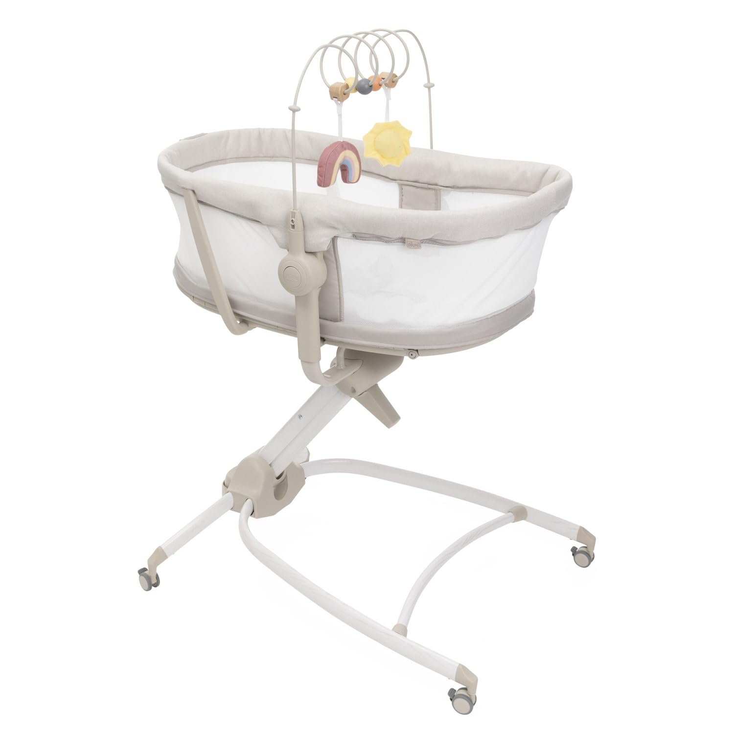 Chicco Baby Hug 4in1 Armonia, Culla, Sdraietta, Seggiolone e Sedia da Tavolo 0-36 Mesi, Altezza Regolabile a Pedale, Barra Gioco e Tessuto a Rete per Circolazione Aria, Soluzione Salvaspazio