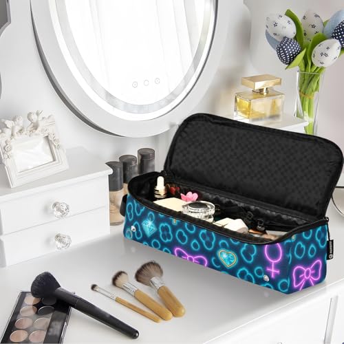 Estuche de viaje 2 en 1 para rizador con alfombrilla para plancha, organizador portátil para herramientas de peinado, bolsa de viaje estampado leopardo neón para planchas, rizadores y alisadores miniatura 7