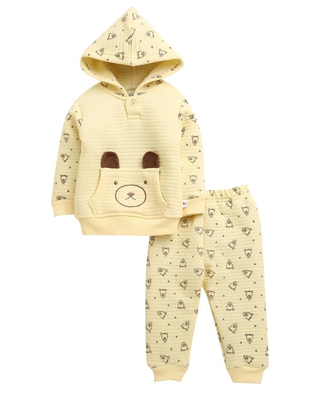Image of BUMZEE Baby Boys Regular Fit Full Sleeves Hooded Polyfill Winter Set